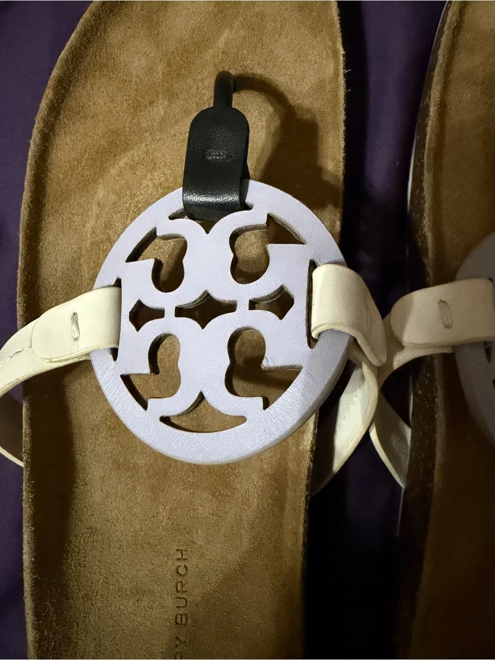 Tory Burch Miller Cloud Sandals with Lavender Logo Size 10.5